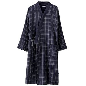 Heren Kimono Robe Cotton Four Seasons Spa Badjas Slaapkleding Japanse Kimono voor heren met zak,Dark gray,XXL