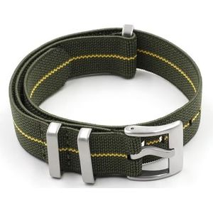 NASUNJIA Horlogeband 18 Mm 20 Mm 22 Mm Nylon Horlogeband Riem Elastische Riem Horlogeband Vervangende Armband(Green-Yellow Line,18mm Silver Buckle)