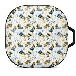 Bouwvoertuigen patroon oordopjes hoesje compatibel met Samsung hard shell beschermhoes zwart-stijl