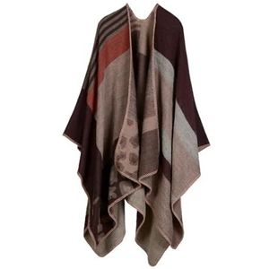 UBOHUZ Herfst Winter Rooster Vrouwen Reizen Sjaal Imitatie Kasjmier Vork Verdikte Mantel Poncho's Capes Voor Lente Herfst Winter, Bruin02, One size