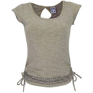 GURU SHOP Yoga T-shirt van biologisch katoen Flower of Life, dames, tops & T-shirts, alternatieve kleding, Helder olijfgroen., 36