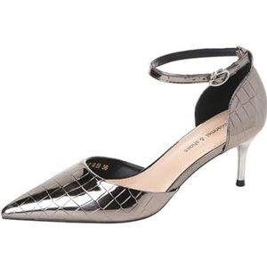 WDUDSUDUW 8,5 cm dames stiletto pumps met spitse neus en hoge hak voor bruiloften, sexy en sprankelende galaschoenen voor op feestjes,Silver 3.35"",35.5 EU