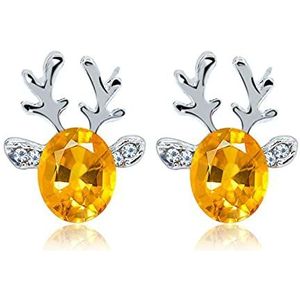 Oorbellen Dames zilveren oorbellen, Koreaanse oorbellen Fijne zirkoonkristal Kerstoorknopjes for dames Oorsieraden Luxe kerstrendieroorbellen Cadeaus for vriendin (Color : 05 yellow)