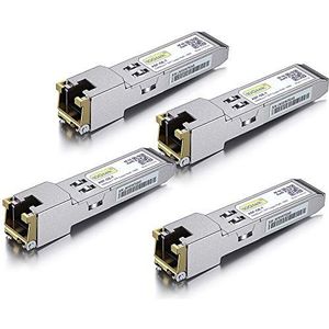 [4 Pack] 1G SFP to RJ45 Mini-Gbic Module 100-meter, 1000Base-T Copper Transceiver Compatible for Cisco GLC-T/SFP-GE-T, Meraki, Ubiquiti UniFi UF-RJ45-1G, Netgear, Zyxel, D-Link, TP-Link and more