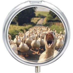 KLOPH Pillendoos 3 compartimenten kleine pillenhoes voor portemonnee en zak ze openen hun mond ronde pillendoos schattige vitamines visolie supplementen olie opbergdoos draagbare pillen bevatten