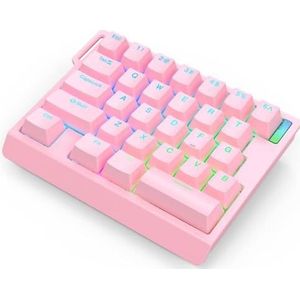 QPSJXN Mechanisch gaming-toetsenbord HE30 met één hand, 29 schakelaars, magnetische snelsluiter, compatibel met gamers (HE30 PINK)
