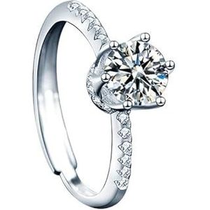 925 Ring Sieraden Paar Ring Premium Gevoel Moissanite Diamanten Ring Zilveren Losse Verstelbare Ring (Color : Women's Ring 1 Carat, Size : Adjustable opening)