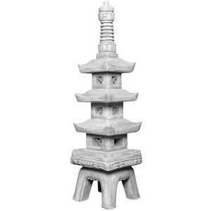 gartendekoparadies.de Japanse stenen pagode stenen lantaarn, H. 93 cm, 38 kg, grijs, vorstbestendig gegoten steen voor buiten