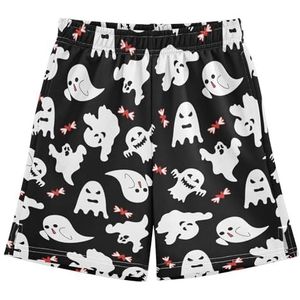 LI ZHI XIN Kinderen Jongens Sport Casual Shorts Zomer Shorts Broek Elastische Trekkoord Taille met 2 Zakken voor Skateboard Hardlopen, 7-15Y Halloween Spectre, Meerkleurig, 9-10 jaar