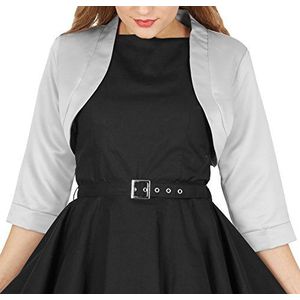 BlackButterfly Satijn Bolero Jasje - Half Mouw (Zilver, M)