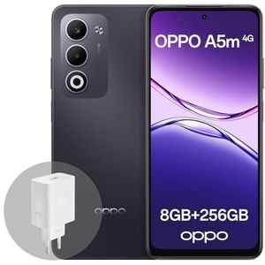 OPPO A5m 4G 8GB RAM + 256GB ROM, ontgrendelde smartphone met AI, 6,67"" 90 Hz-scherm, 50 MP AF-camera, 6000 mAh-batterij, IP65 water- en stofbestendig, Midnight Purple (inclusief 45W SUPERVOOC-oplader)
