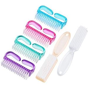 Handvat Grip Nagelborstel, Hand Vingernagel Scrub Reiniging Borstels voor Tenen en Nagels Cleaner, Pedicure Scrub Tool Kit voor Mannen en Vrouwen 6 Pack (Multicolor)