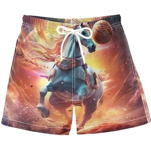 KAAVIYO Paard eenhoorn vuur strand shorts voor jongens zwempakken voor jongens, Patroon., XXL