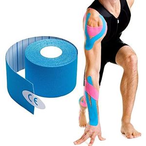 Blauwe kinesiologie tape, therapeutische zelfklevende Kt tape roll - 5cmx10m waterdichte sport band - ideaal voor oefening, sport en letsel