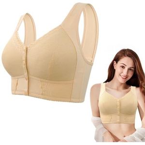 Ademende Bh Met Voorsluiting Voor Oudere Vrouwen Senioren 2025 Premium Comfort(Beige,6X-Large)