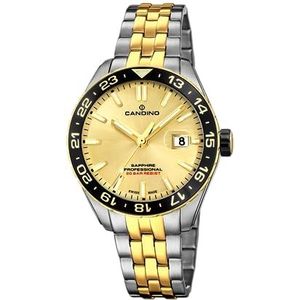 Candino Herenhorloge analoog C4718/1 roestvrij staal polshorloge zilver goud UC4718/1 analoog horloge, zilver-goud, groß, armband