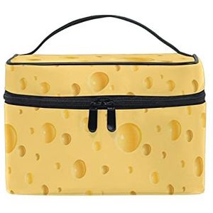 Schattige gele kaas stippen make-up tas voor vrouwen cosmetische tassen toilettas trein koffer