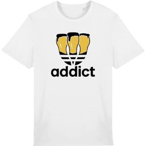 T-shirt Addict - voor heren - Bedrukt in Frankrijk - 100% biologisch katoen - Verjaardagscadeau Apéro Original Grappig, Wit, M