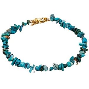 Minerale steen gouden kettingen armband, kristal armband, onregelmatige afgebroken amethisten citrien Rose kralen armband vrouwen (Color : Blue Turquoise)