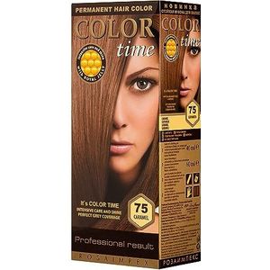 Color Time Permanente Haarkleur Gel | Verrijkt met Royal Jelly en Vitamine C | Permanente Haarkleuring | Kleur 75 Caramel | 100 ML