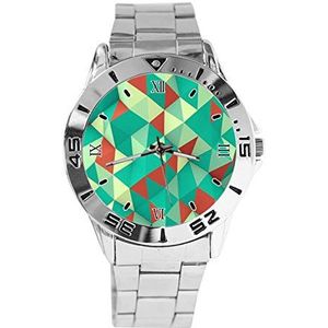 Vierkante Mode Heren Horloges Sport Horloge Voor Vrouwen Casual Rvs Band Analoge Quartz Polshorloge, Zilver, armband