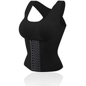 3-in-1 Waist Buttoned Bra Shapewear, Adjustable Straps Body Shaper Waist Tank Top for Women (M, Black)