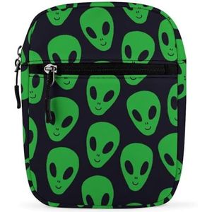 Aliens Faces UFO Mini Crossbody Tas Unisex Anti-Diefstal Side Schoudertassen Reizen Kleine Messenger Bag