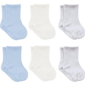 Katoenen 6 paar babysokken voor pasgeborenen zuigelingen 0-6 maanden tot 3 jaar | stoppersokken naadloze sokken | jongens meisjes kindersokken, blauw, 0-6 Maanden