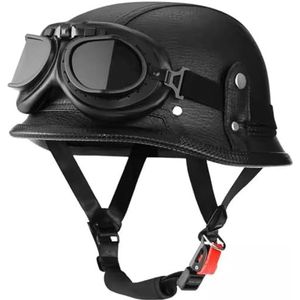 Duitse Stijl Motorfiets Halve Helm, Vintage DOT/ECE Goedgekeurde Open Gezicht Motorfiets Helm Met Verstelbare Snelsluiting Retro Scooter Crash Helm Voor Volwassen Mannen En Vrouwen 4,L