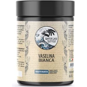 Water Law Vaseline Tattoo Vaseline wit, 1000 ml, zeer geraffineerde pure vaseline, professionele tattoo, soepel, smerend, beschermend, zonder parfum of kleurstoffen, gemaakt in Italië