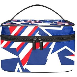 Sterren strepen make-up organizer tas, reismake-up tas organizer case draagbare cosmetische tas voor vrouwen en meisjes toiletartikelen, Meerkleurig, 22.5x15x13.8cm/8.9x5.9x5.4in