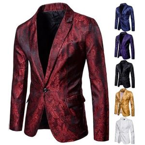 KYOESCAI Heren Slim Fit Pak Jas Lange Mouw Een Knoop Blazer Jurk Zakelijk Bruiloft Feest Jas,Rood,L