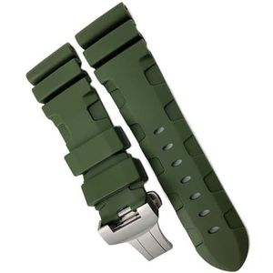 dayeer Natuur rubberen horlogeband voor Panerai Submersible Luminor PAM-band met vlindersluiting 26 mm (Color : Green Butterfly, Size : 26mm B B)