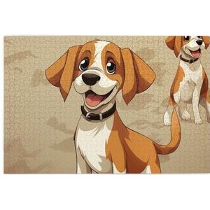 Houten puzzel cartoon beagle honden print puzzel 1000 stuks gepersonaliseerde foto puzzel familie decoratie puzzel voor volwassen familie bruiloft afstuderen cadeau
