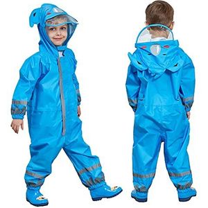 FILOWA Regenjas Kinderen Regenjassen met Capuchon Jongen Regenkleding Lichtgewicht Overall Waterdicht Regenpak Draagbaar Ademend PVC Transparante Hoed Rand Rits Gesp 3-5 Jaar, Blauwe Koala Print