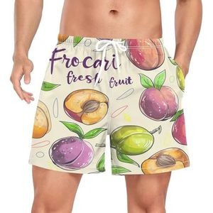 Niigeu Artistieke Naadloze Fruit Peaches Zwembroek voor heren, sneldrogend, met zakken, Leuke mode, L