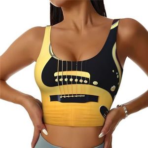 Opmerking Gitaar Print Casual Wear Vrouwen Sport Vest Yoga Vest Workout Vest Voor Vrouwen Lichtgewicht Trendy, Zwart, S