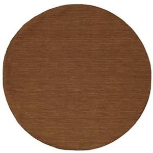 RugVista Handloom flat, Vloerkleed, Kelim Modern, Ø 250 cm, Rond, Laagpolig, Woonkamer, Slaapkamer, Alleen chemisch reinigen, Care & Fair gecertificeerd, Bruin