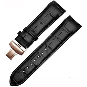 Jeniko 22 Mm 23 Mm 24 Mm Lederen Horlogeband Met Gebogen Uiteinde Compatibel Met Tissot Horlogeband 1853 COUTURIER T035627A T035407A T035439 Herenriem (Color : Black-rose gold, Size : 24mm)