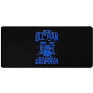 Oude Man Drummer Mode Bureau Muismat Antislip Gaming Muismat Accessoires Decor 40x90cm