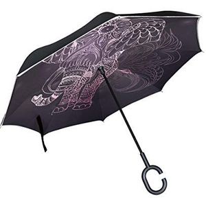 RXYY Winddicht Dubbellaags Vouwen Omgekeerde Paraplu Afrikaanse Etnische Olifant Waterdichte Reverse Paraplu voor Regenbescherming Auto Reizen Outdoor Mannen Vrouwen