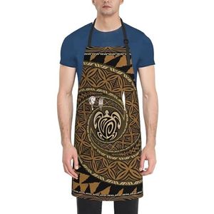 ZhaoYuGoods Magisch ontwerp Noorse runen kompasschorten met zakken voor vrouwen en mannen, stijlvolle kookschorten voor keuken, tuinieren, salon, ideale print schort, Hawaïaanse Tapa Honu schildpad
