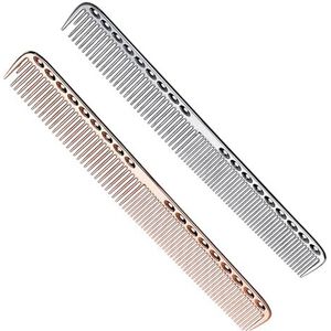 2 stuks professionele kapperskammen, multifunctioneel, voor dik en fijn haar, gereedschap van aluminium, voor salons en gezinnen (zilver, goud)
