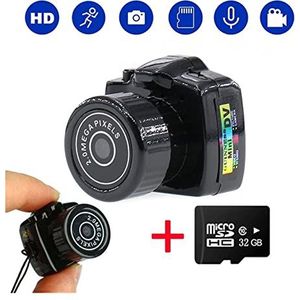 Actiecamera, Tiny Mini Camera HD Video Audio Recorder Webcam Y2000 Camcorder Kleine DV DVR Beveiliging Secret Nanny Auto Sport Micro Cam met Microfoon(Cam add 32g tf Card)