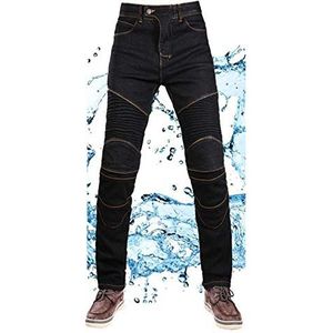 Waterdichte Motorbroek Gepantserde Motorbroek Rijden Waterdicht, Hoge Elasticiteit, Stof 4 Verwijderbare Beschermingsmiddelen Geschikt Voor Motoren En Fietsen (Color : Black, Size : Large)