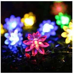 Solar String Kerstverlichting Outdoor 100/50/20LED 8 Mode Waterdichte Bloem Tuin Bloesem Verlichting Party Thuis decoratie (Color : Lotus RGB, Size : 5M 20leds 2 modes)