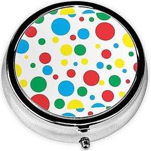 Kleurrijke Polka Dots Pill Box 3 Compartiment Kleine Pillenhoes voor Pocket & Portemonnee, Draagbare Reizen Pil Organizer Houder om Vitaminen Medicatie vast te houden