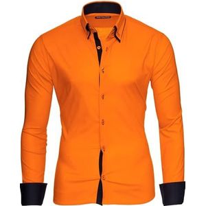Reslad Alabama RS-7050 Herenhemd, slim fit, contrast, lange mouwen, oranje-zwart, S