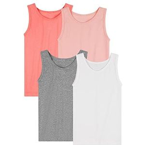 SES Set van 4 onderhemden voor meisjes van 100% katoen, in 4 kleuren, maat 92-182, comfortabele onderhemden voor meisjes, roze en grijs, onderhemd voor kinderen, onderhemden voor meisjes