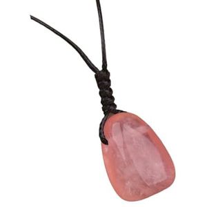 Crystal Stone Knotted Leather Necklace For Women Fashion Amethyst Citrines Pendant Necklace Handmade Jewelry Gifts (Color : Rose Quartz)